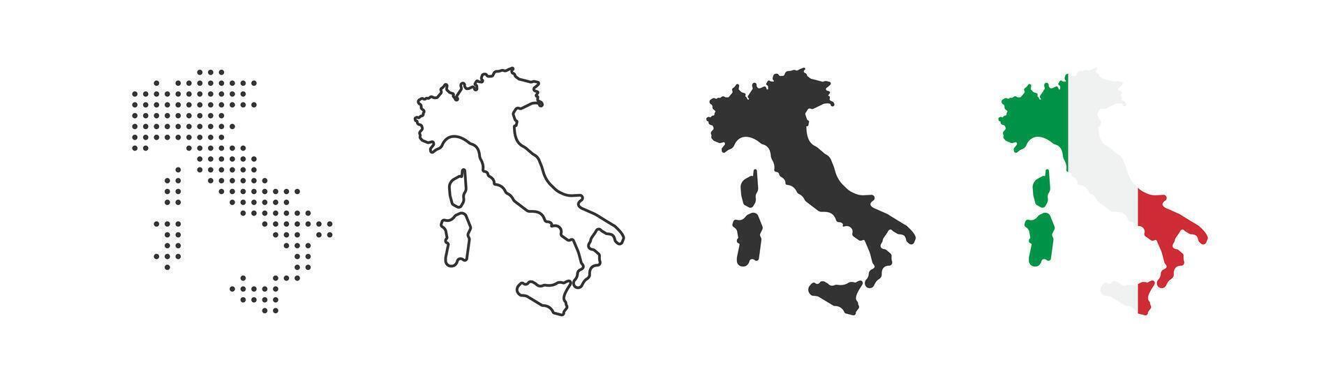 Italië kaart icoon. Italië grens. land vlag teken. Europa geografie. vector illustratie.