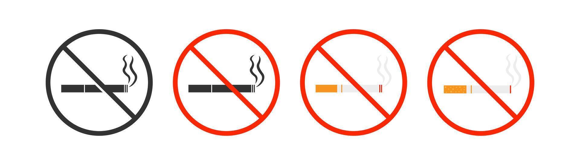 Nee sigaret icoon. hou op roken. verboden rook, sigaar tekens. verbod nicotine. Gezondheid Gevaar. vector illustratie.