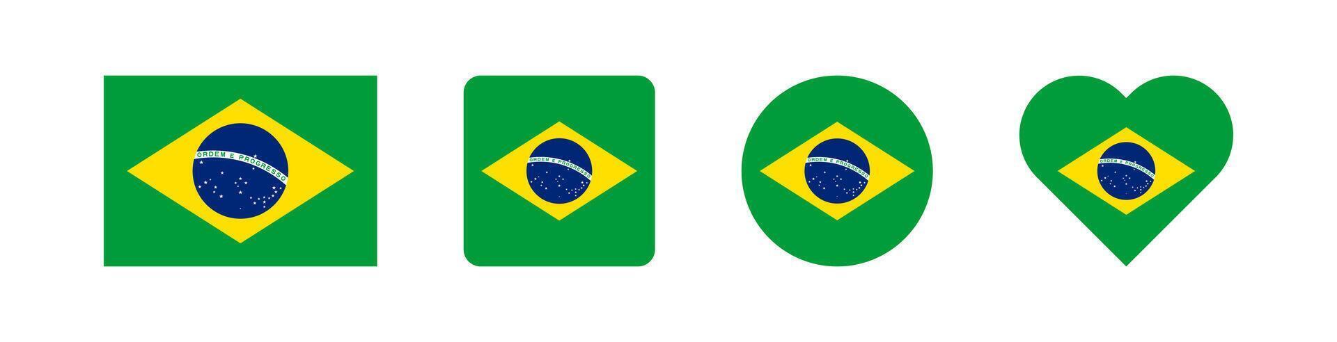 Brazilië nationaal vlag icoon. braziliaans patriottisch embleem teken. zuiden Amerika land. Brasilia hoofdstad. vector illustratie.