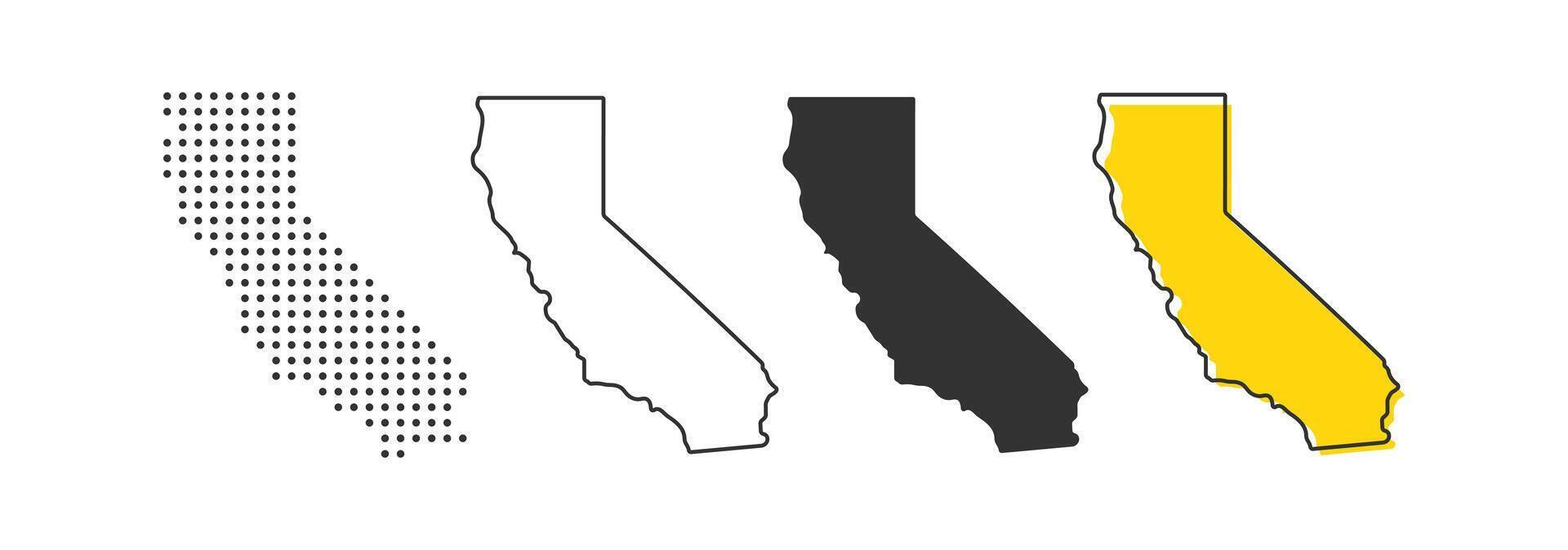 Californië staat kaart van Verenigde Staten van Amerika land. aardrijkskunde grens van Amerikaans dorp. vector illustratie.