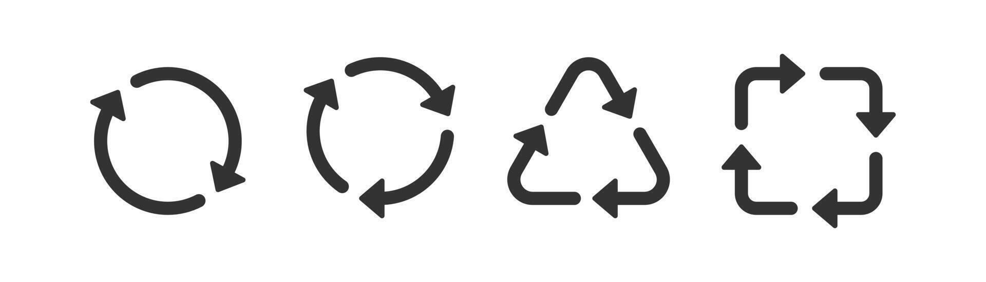 vernieuwen pijl icoon. recycling symbool. herladen teken. herhalen, rotatie, opnieuw instellen vector pictogrammen.