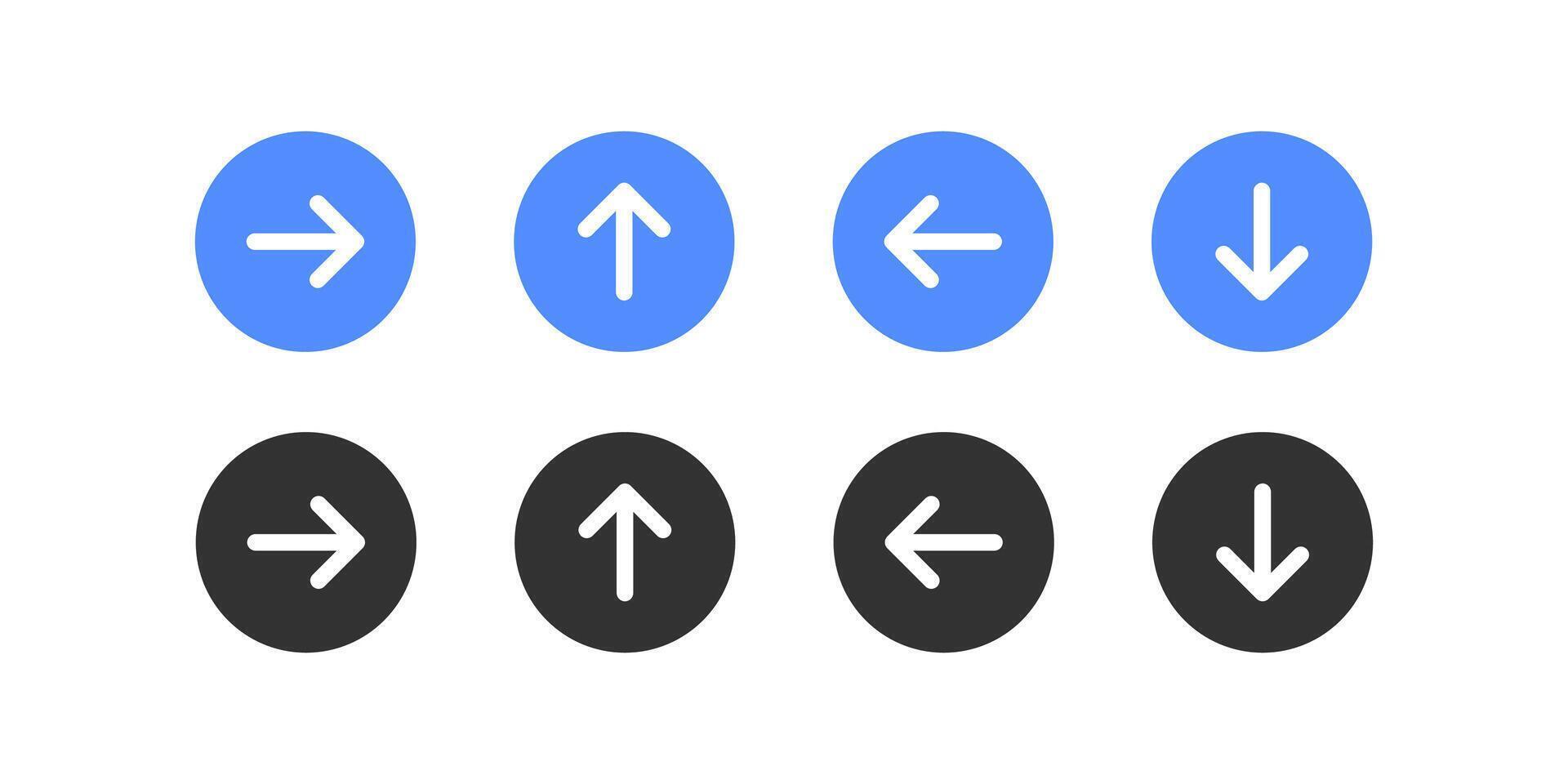 links, Rechtsaf, omhoog, naar beneden pijl knop. navigatie richting icoon. De volgende, terug icoon. computer type. cirkel koppel. vector illustratie.