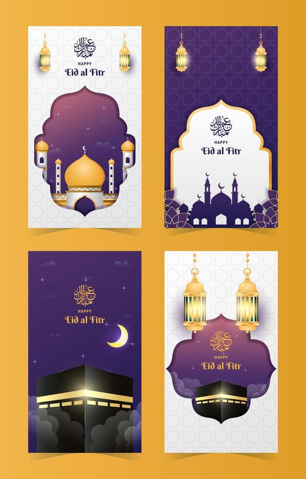 luxe gelukkig eid al fitr mubarak sociaal media verhaal vector