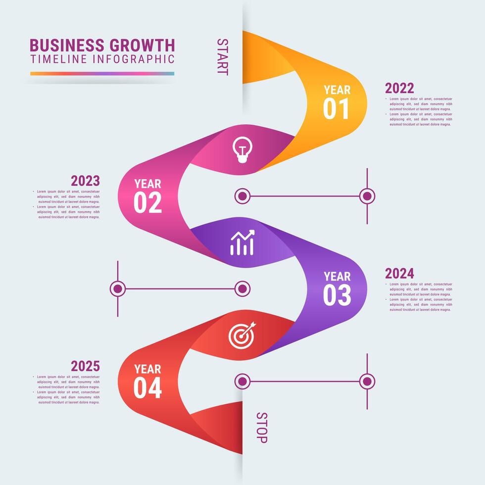 bedrijf groei tijdlijn infographic sjabloon vector