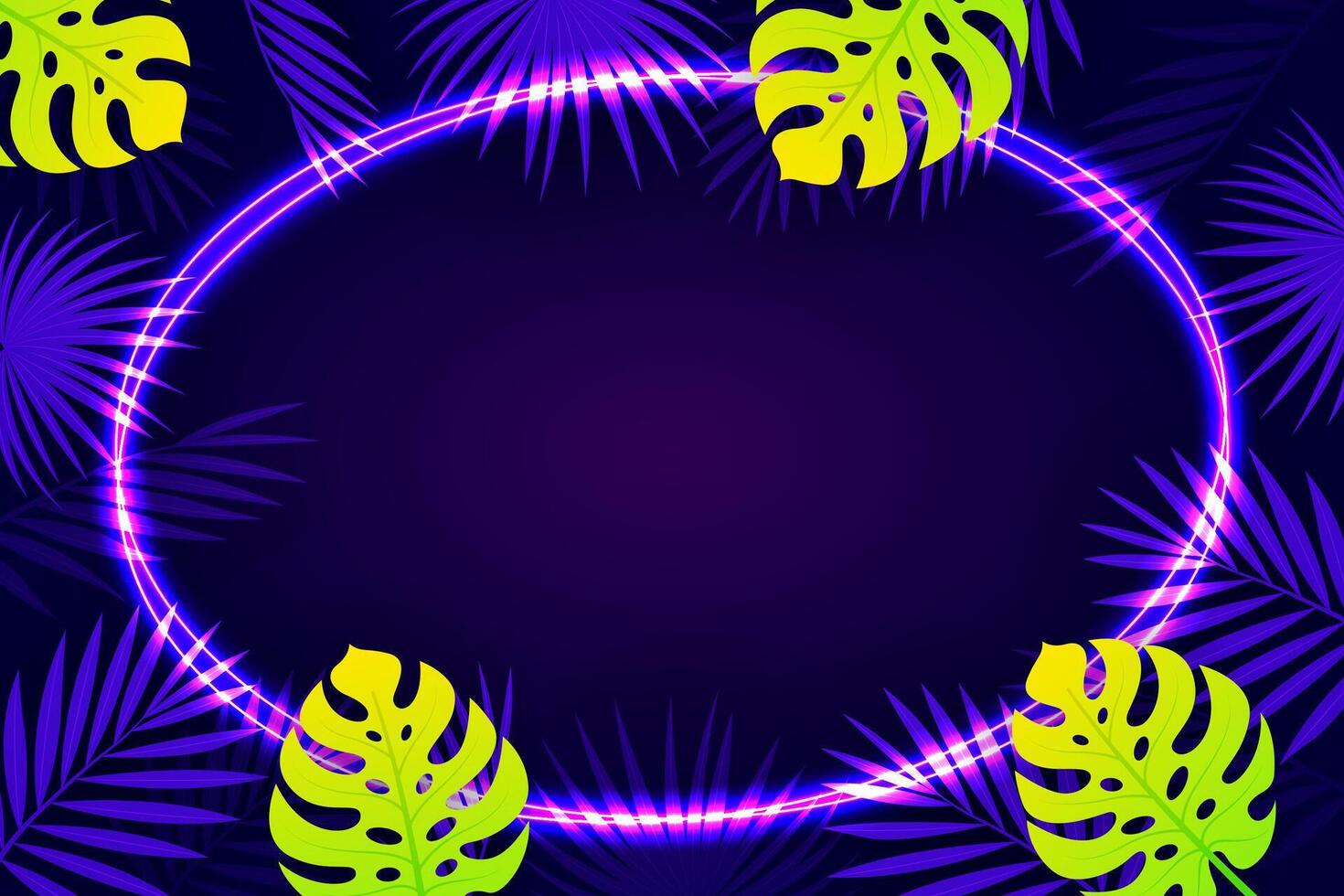 3d gloed neon effect met bladeren achtergrond vector