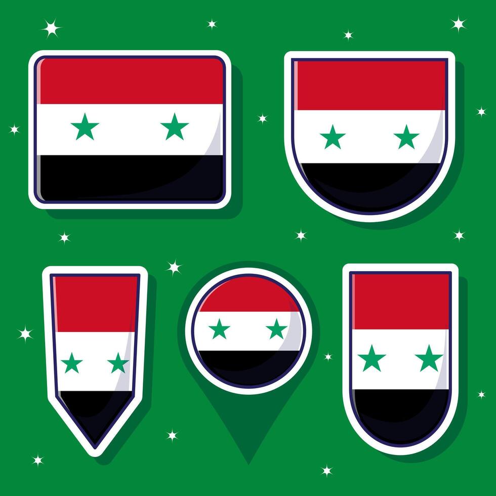 Syrië nationaal vlag tekenfilm vector illustratie bundel pakketten