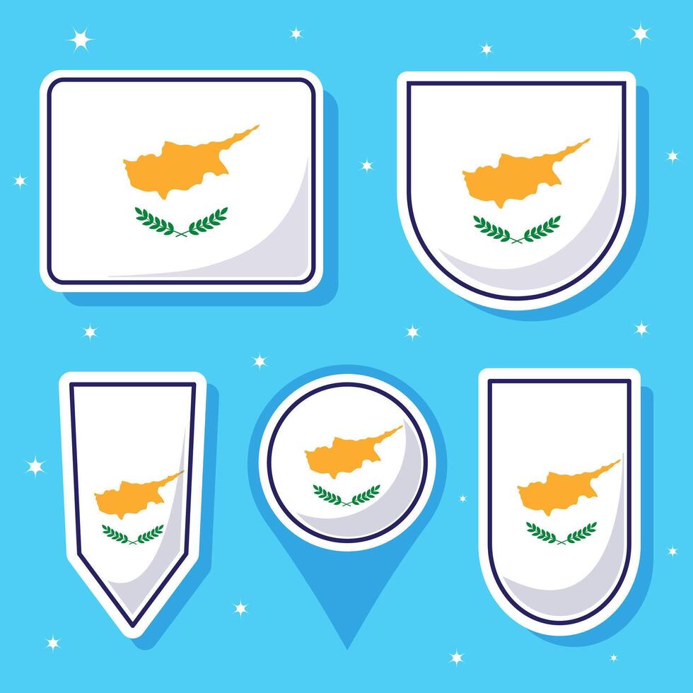 Cyprus nationaal vlag tekenfilm vector illustratie bundel pakketten