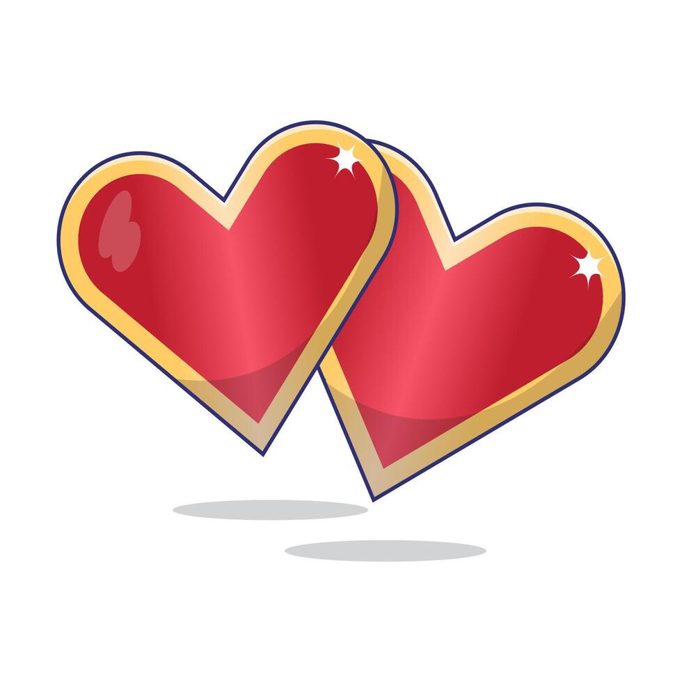 trek elegant tekenfilm van twee liefde hart vector icoon logo mascotte illustratie