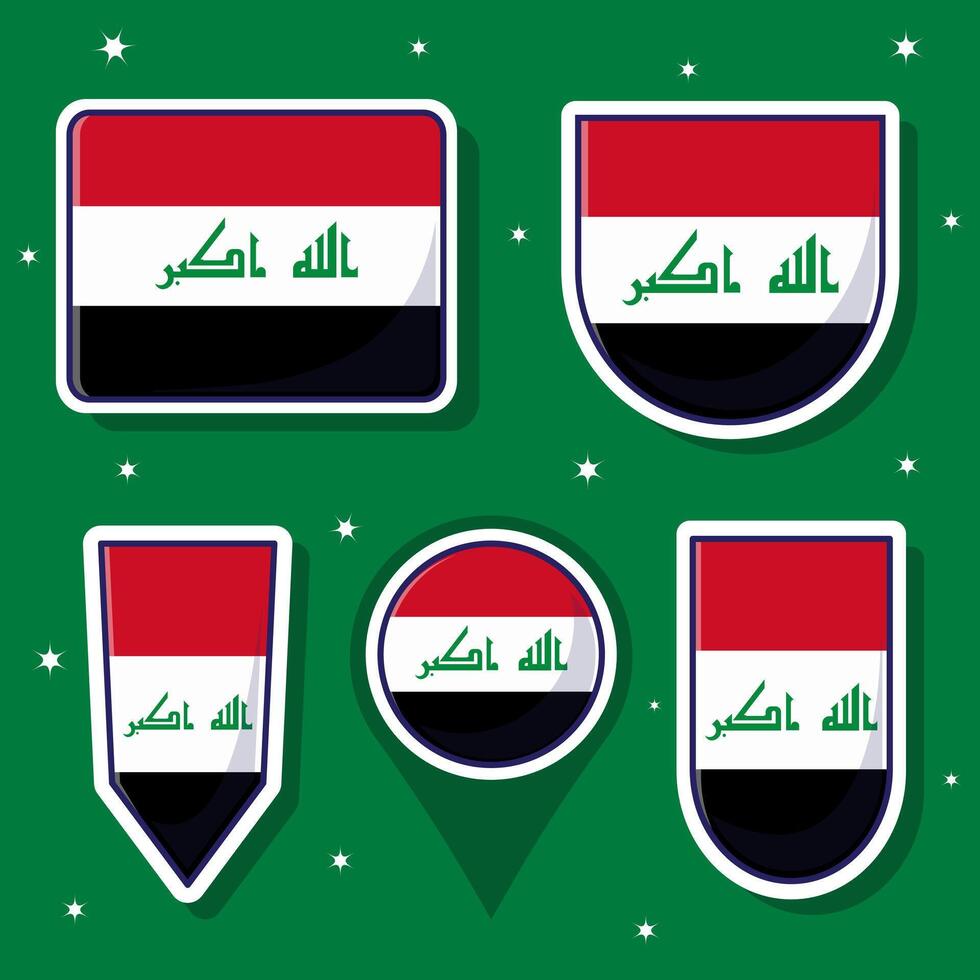 Irak nationaal vlag tekenfilm vector illustratie bundel pakketten