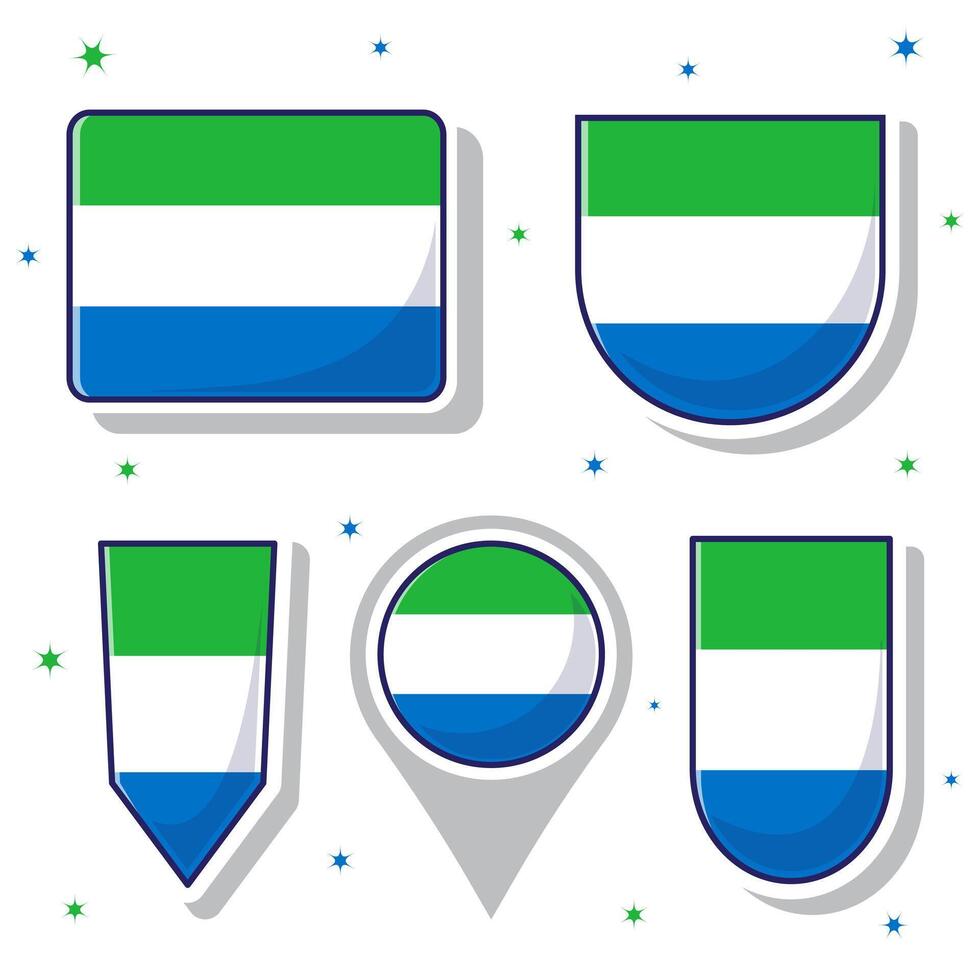 Sierra Leone nationaal vlag tekenfilm vector illustratie icoon mascotte bundel pakketten