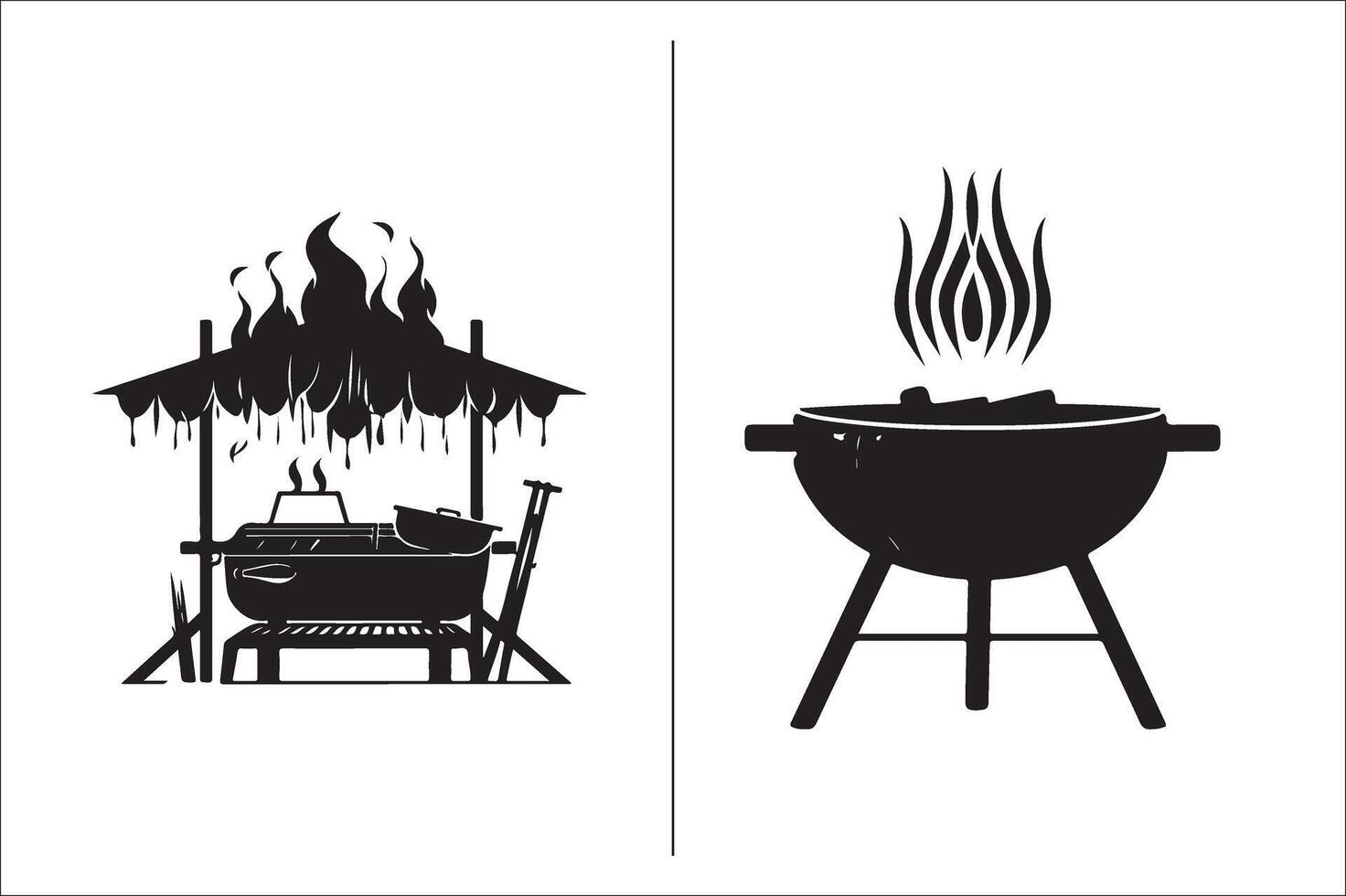 bbq en rooster verwant silhouet vector