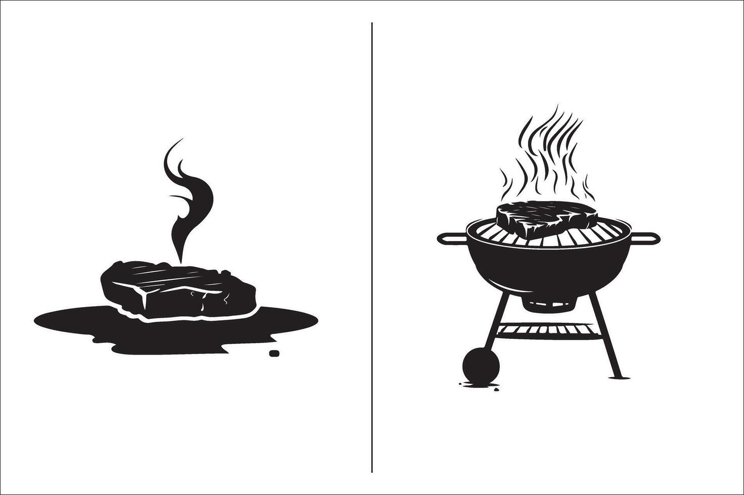 bbq en rooster verwant silhouet vector