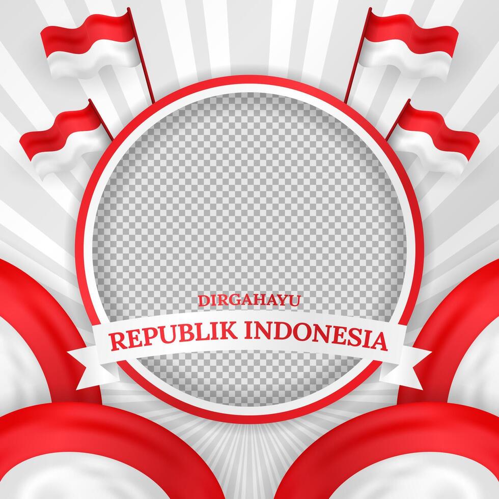 gelukkig Indonesië onafhankelijkheid dag twibbon luxe achtergrond vector