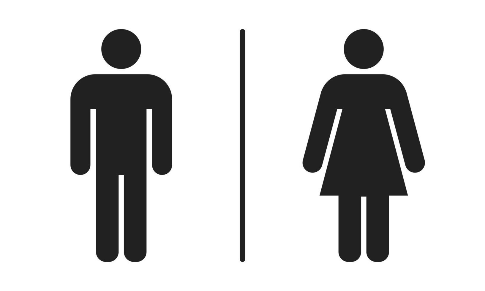 mannen en vrouwen toilet teken icoon. symbool van geslacht voor toiletvector. silhouet mannelijke en vrouwelijke illustratie vector