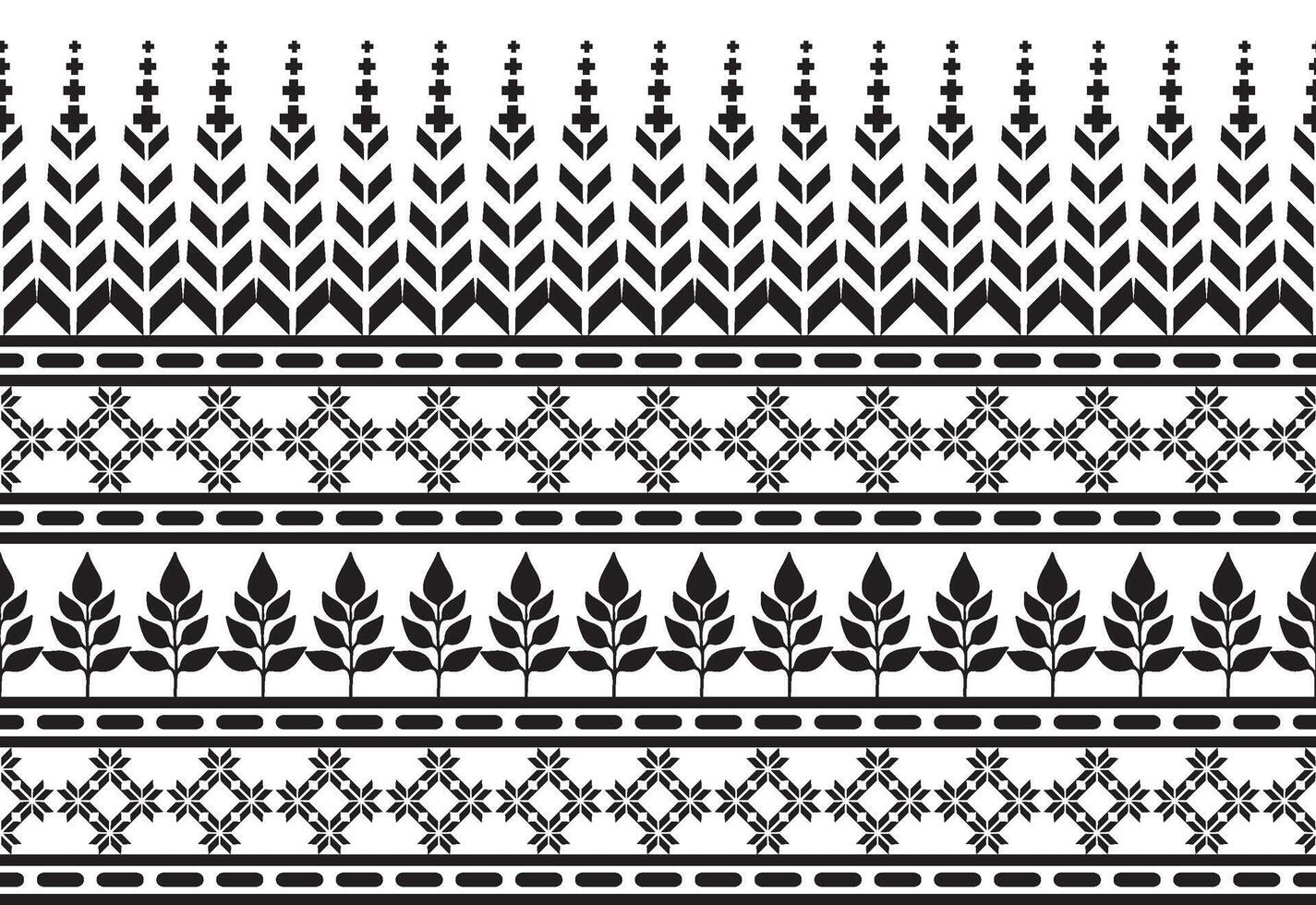 tribal traditioneel kleding stof batik etnisch. ikat bloemen naadloos patroon bladeren meetkundig herhalen ontwerp voor behang, inpakken, mode, tapijt, kleding. zwart en wit vector