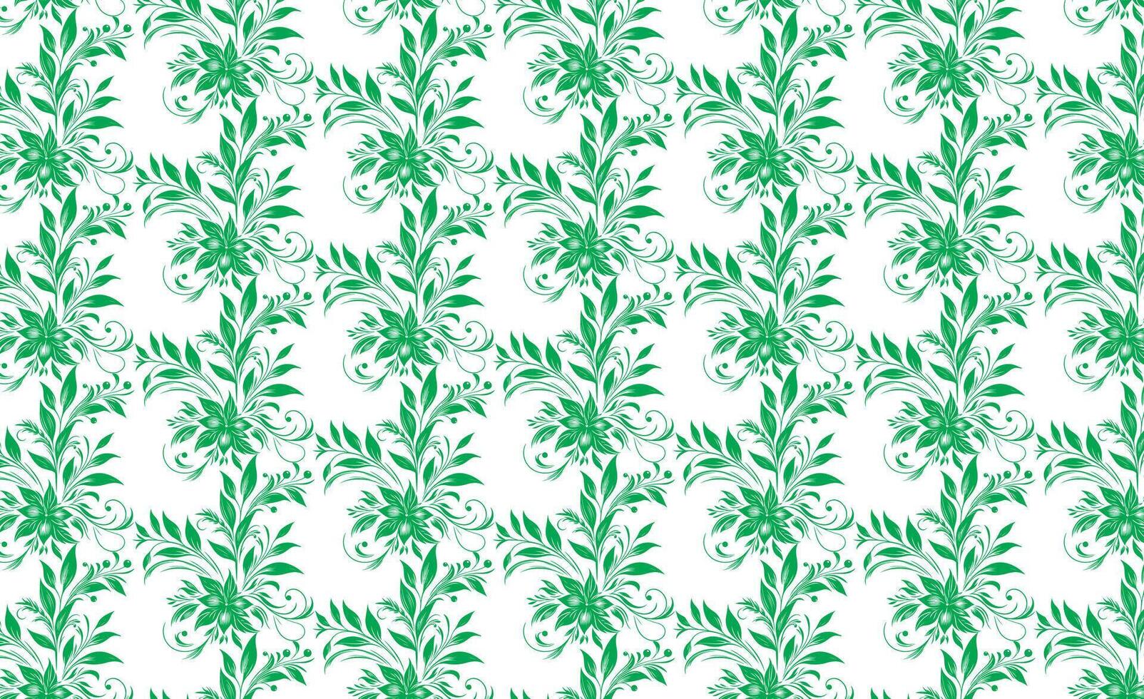 hand- trek bloemen bloem naadloos patroon van groen bloemen bladeren voorjaar plein stijl vector ontwerp Aan een wit achtergrond, gordijn, tapijt, behang, kleding, omhulsel
