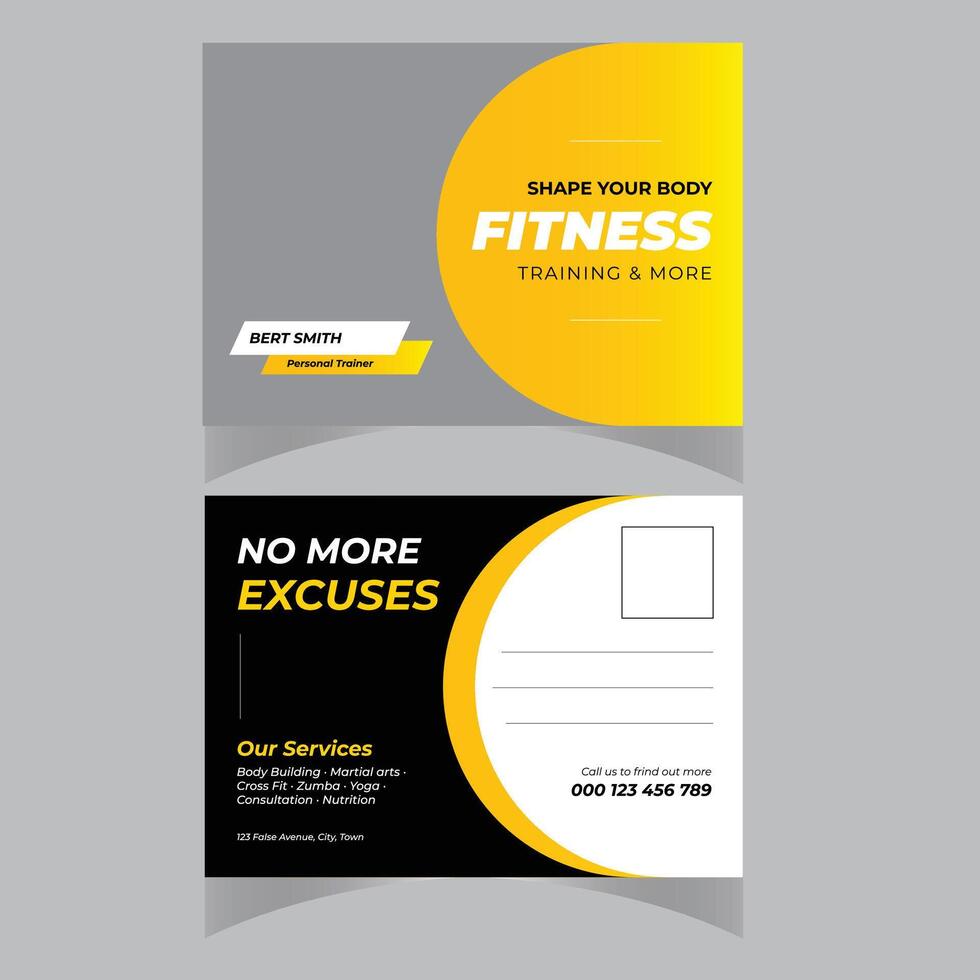 fitness gym briefkaart ontwerpsjabloon vector