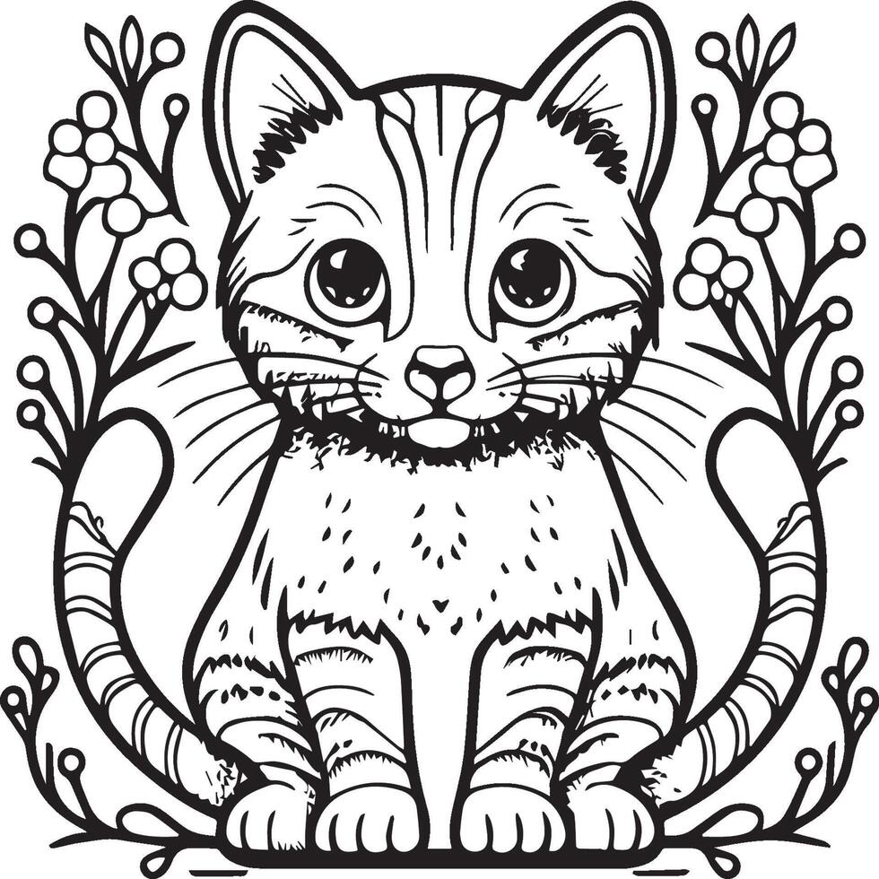 katten kleur bladzijde. kat schets vector afbeeldingen. schattig ontwerp kat schets vector