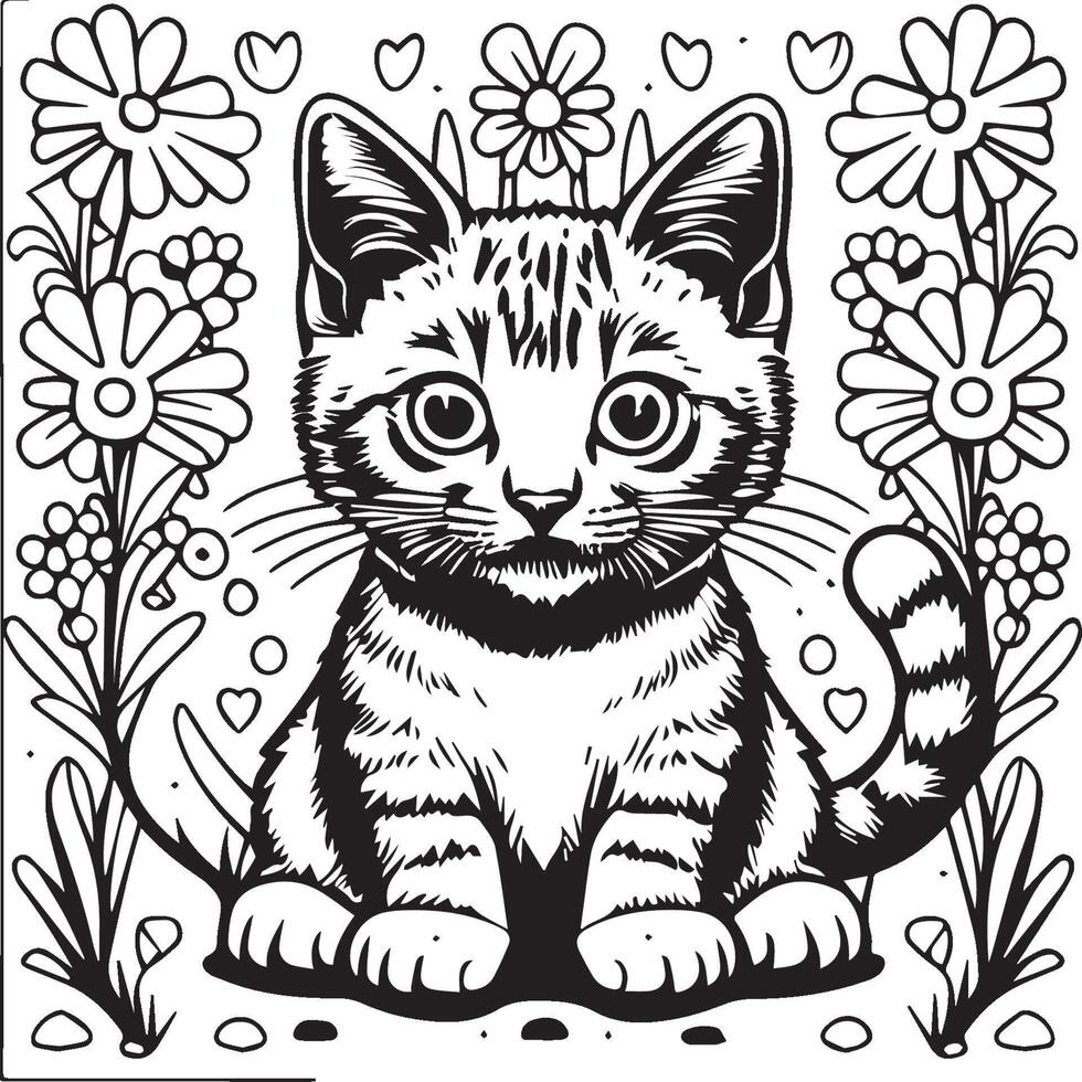 katten kleur bladzijde. kat schets vector afbeeldingen. schattig ontwerp kat schets vector