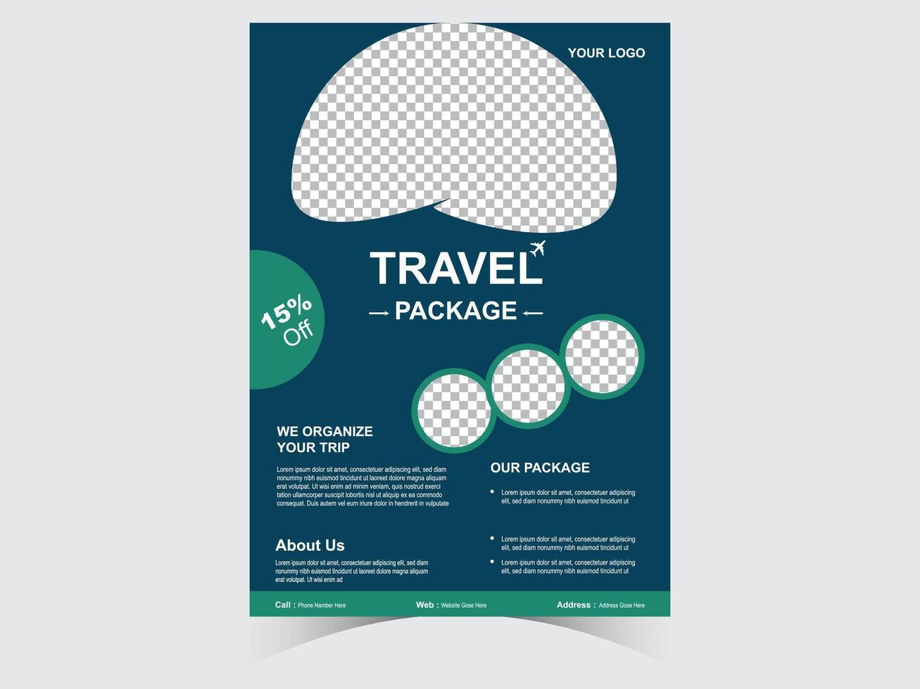 reizen bedrijf Promotie folder ontwerp sjabloon ontwerp.reizen, toerisme of zomer vakantie tour online afzet folder, post of poster met abstract grafisch achtergrond en logo vector