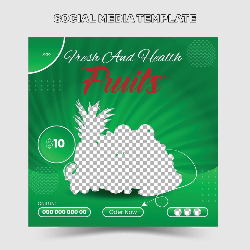 modern sociaal media post ontwerp sjabloon voor voedsel fruit vector