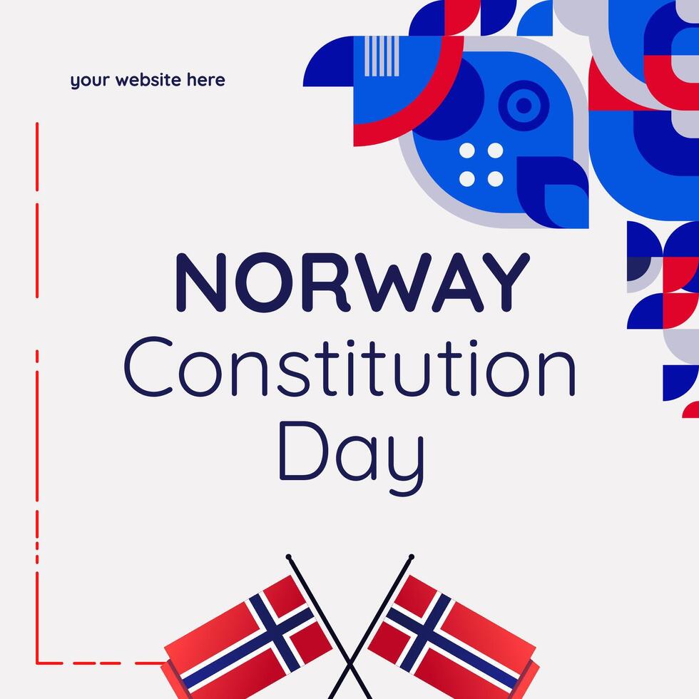 gelukkig nationaal grondwet dag van Noorwegen in modern meetkundig stijl. plein banier voor sociaal media en meer met typografie. illustratie van gelukkig Noors grondwet dag vector