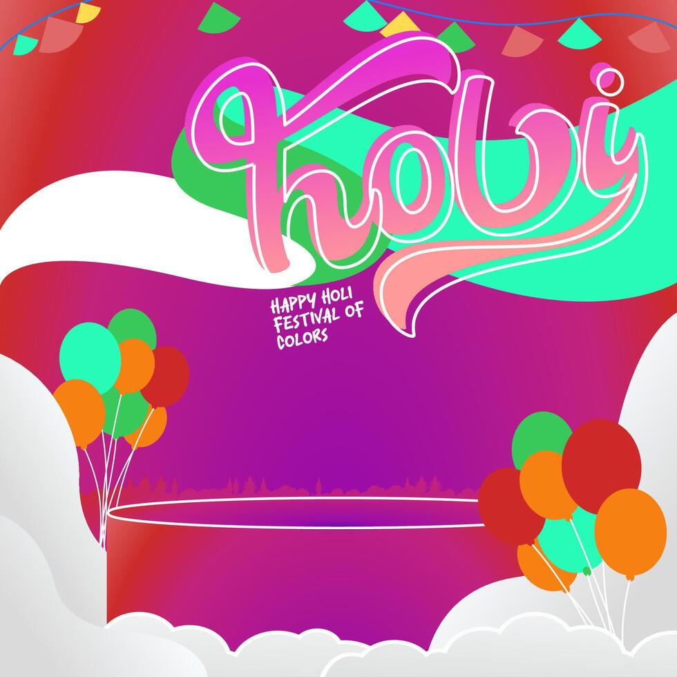 gelukkig holi festival van kleuren banier in kleurrijk modern meetkundig stijl. holi festival groet kaart Hoes met typografie. vector illustratie achtergrond
