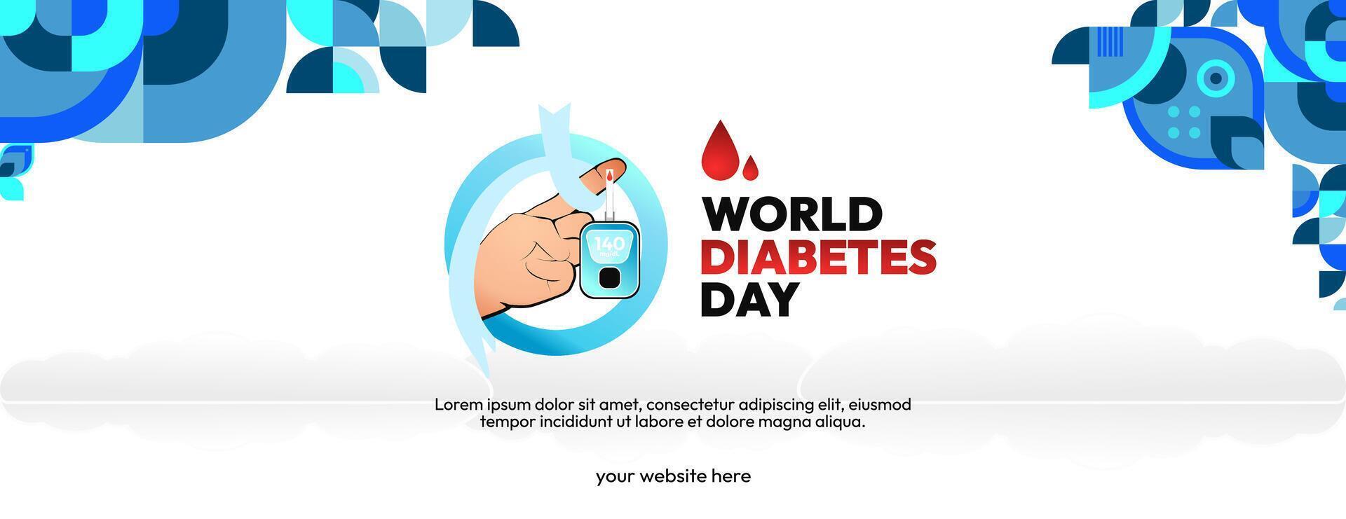 wereld diabetes dag banier voor bewustzijn en zorg. meetkundig banier voor Internationale diabetes dag. vector