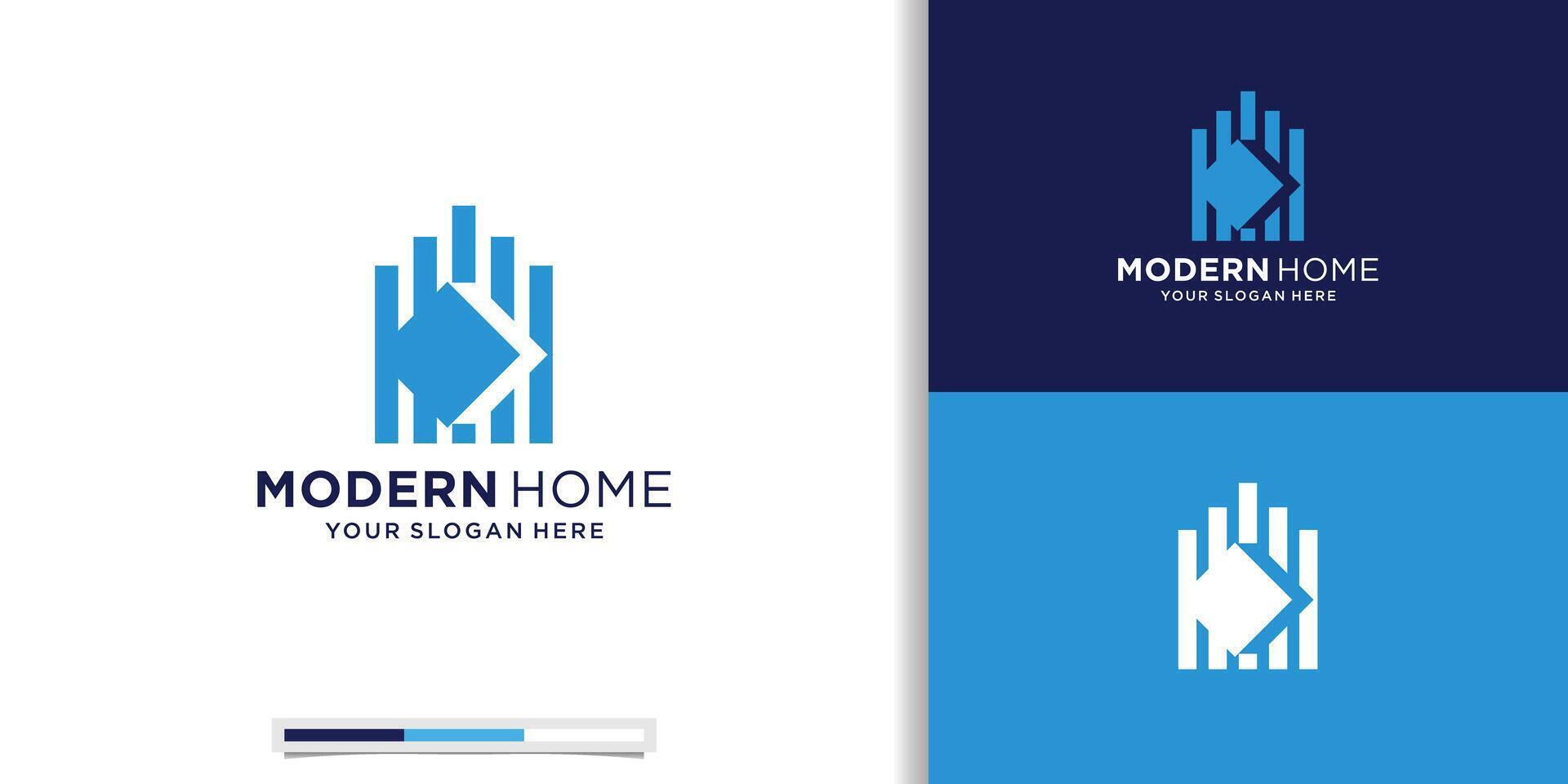 modern huis met lijn toekomst en vooruit stijl logo ontwerp inspiratie. symbool voor zakelijke bedrijf vector