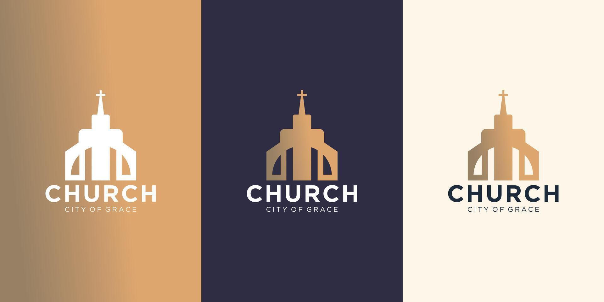 symbool christen kerk Jezus kruis Evangelie logo ontwerp inspiratie. premie vector