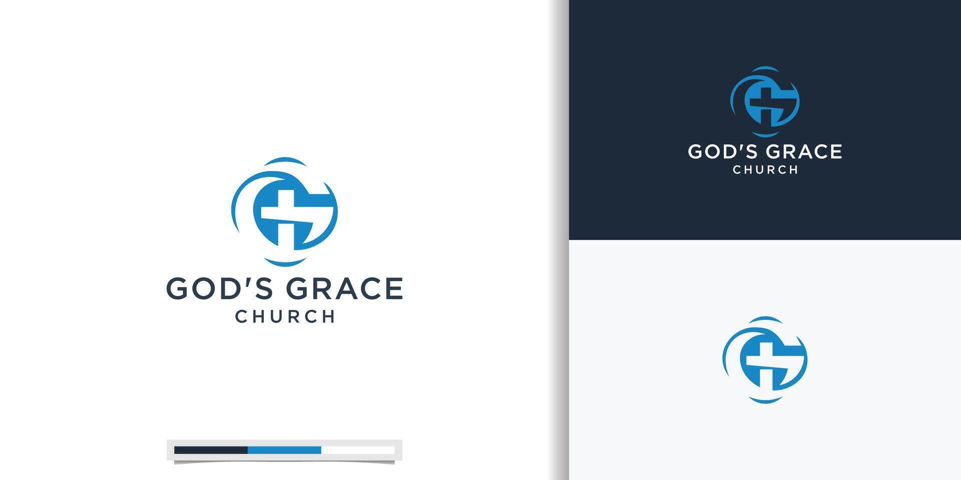 brief g genade en kerk logo vector icoon illustratie