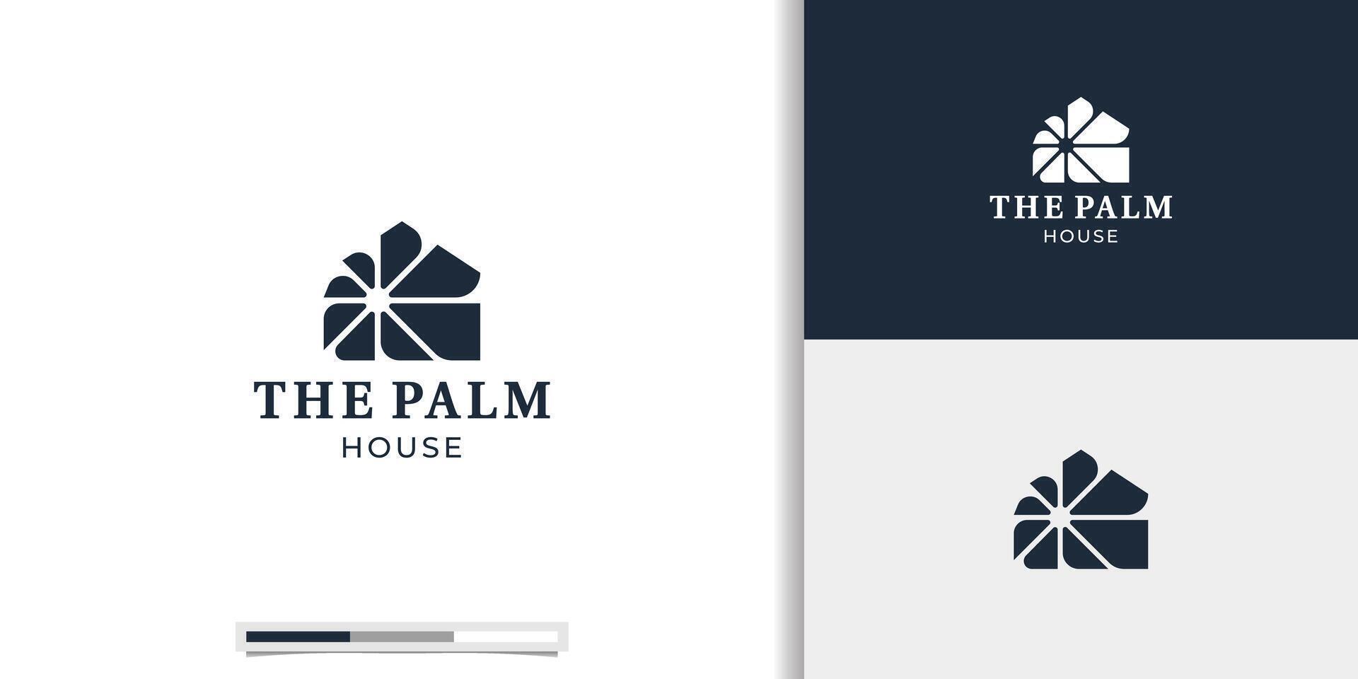 luxe palm huis, boom huis logo vector icoon illustratie.