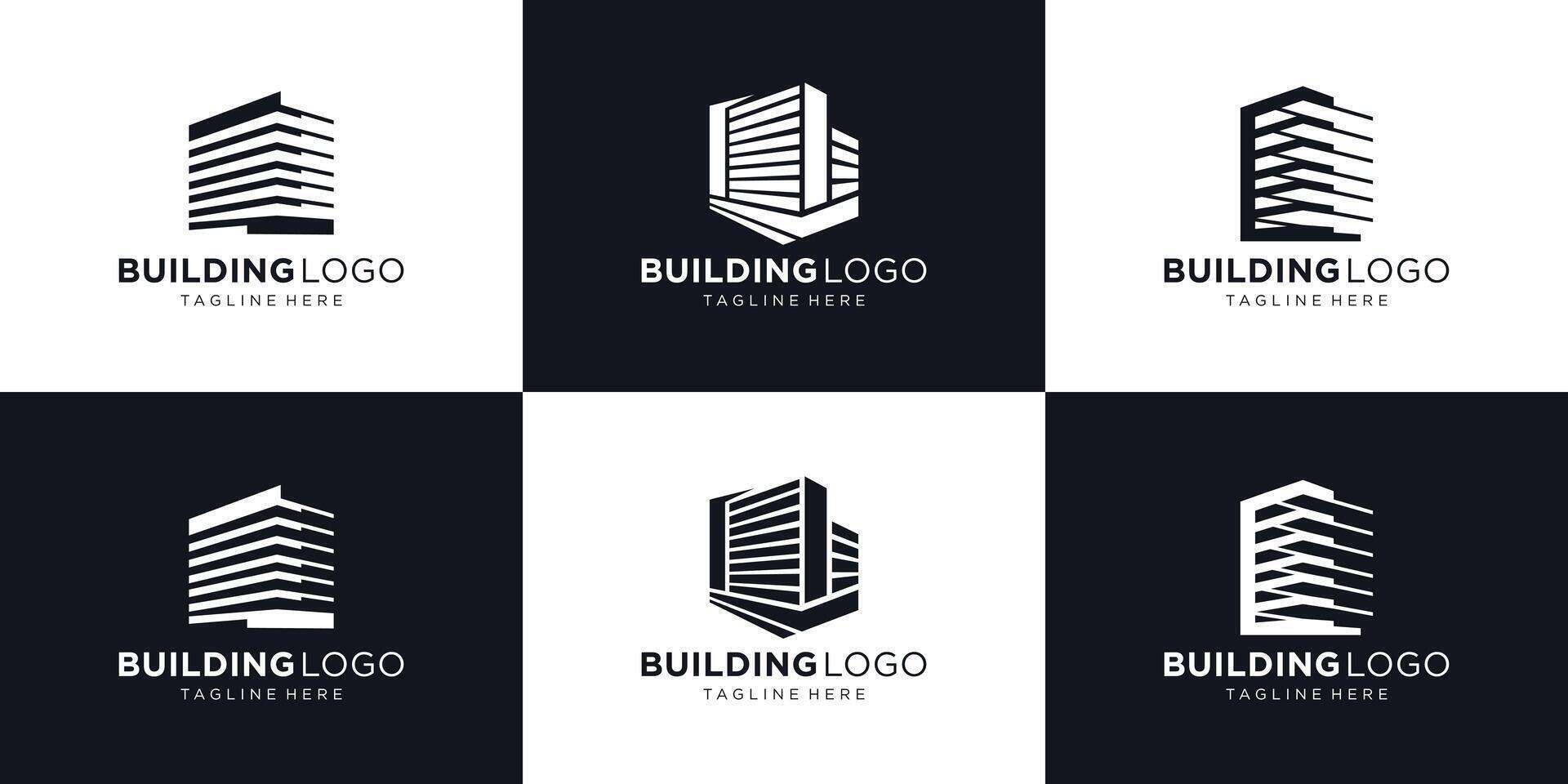 symbool van gebouw logo ontwerp inspiratie, abstract echt landgoed bouwen logo verzameling. vector