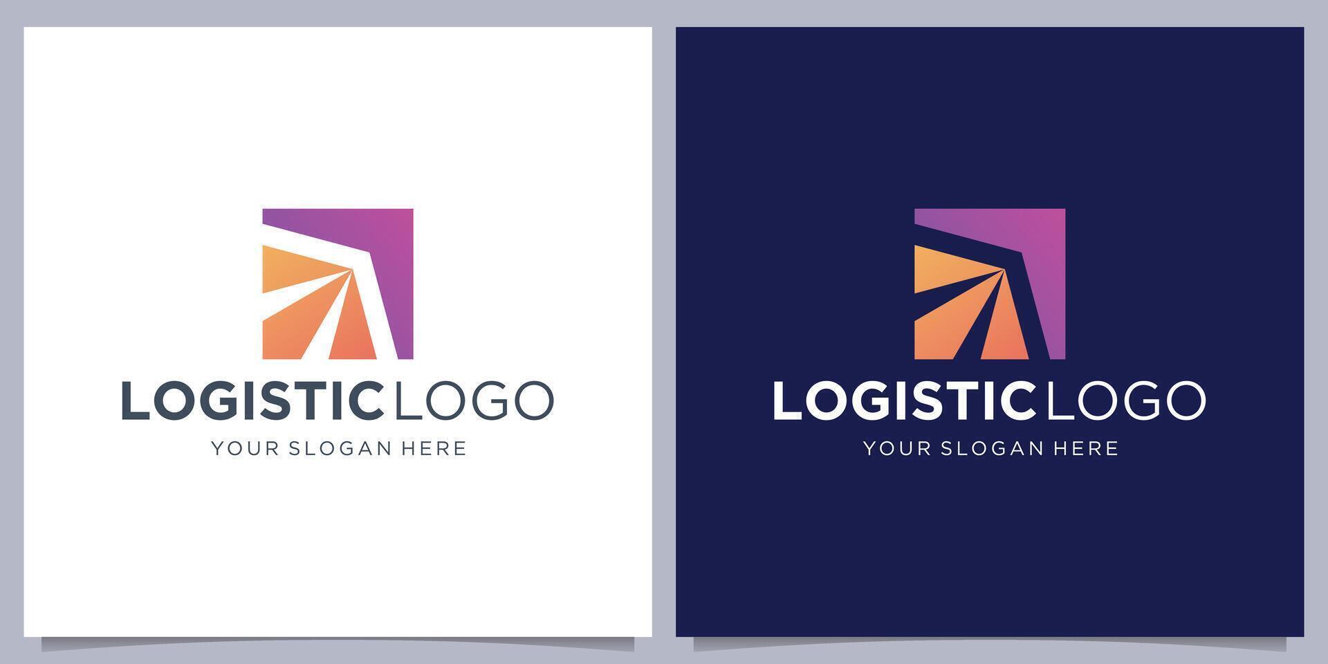 logo voor logistiek en levering bedrijf. Rechtsaf pijl met negatief ruimte vorm ontwerp. vector