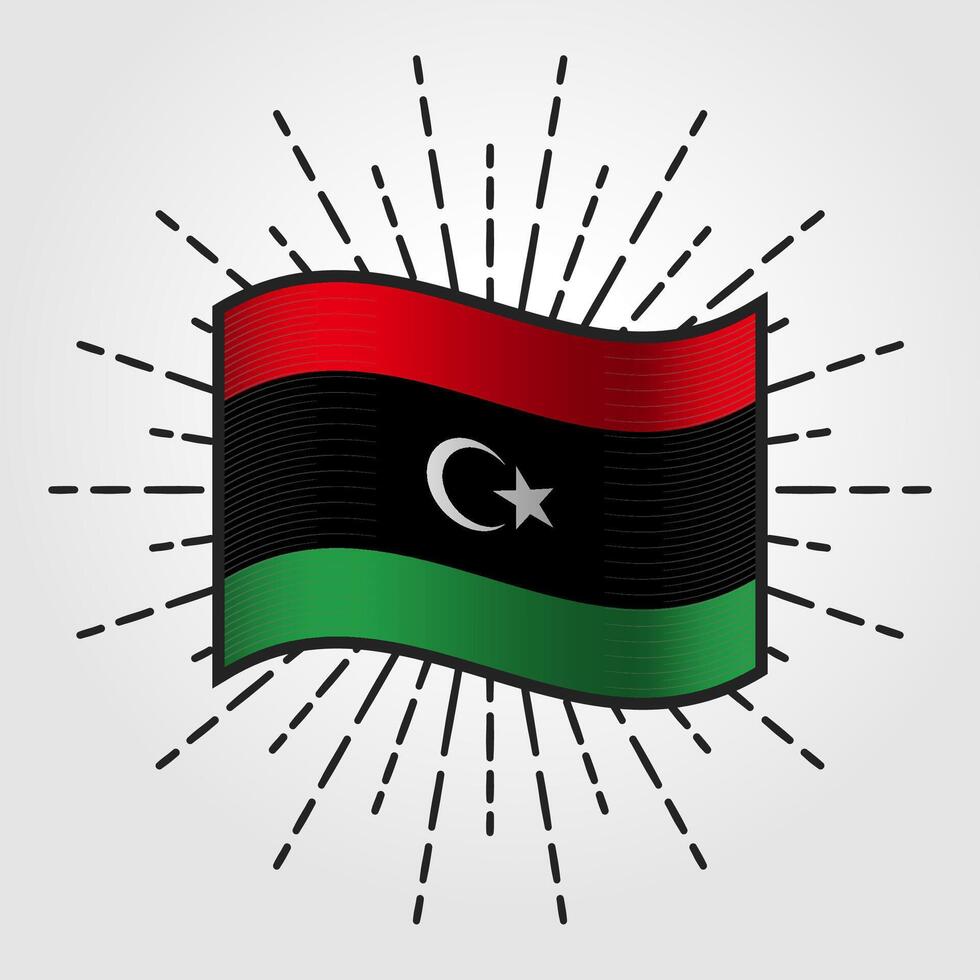 wijnoogst Libië nationaal vlag illustratie vector