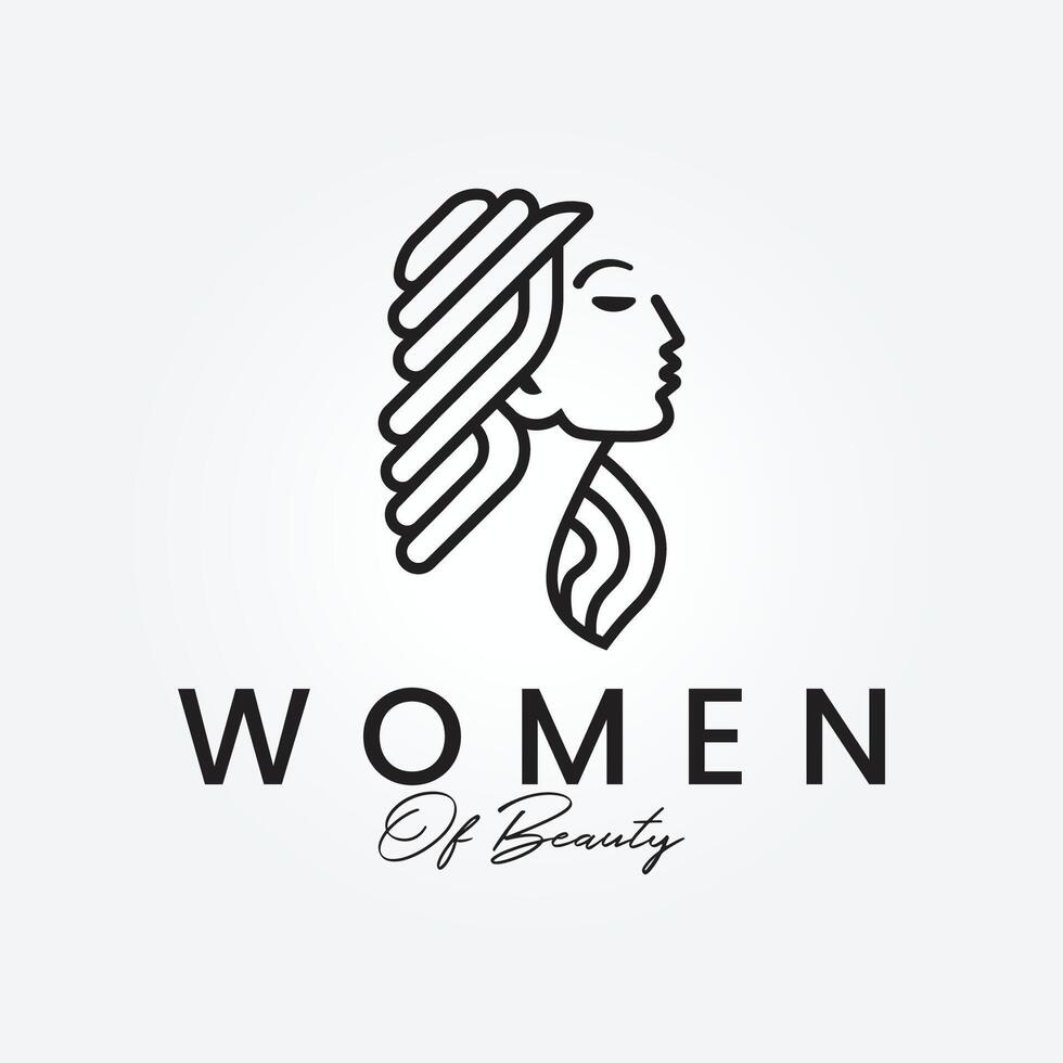 schoonheid Dames lijn kunst logo vector illustratie ontwerp