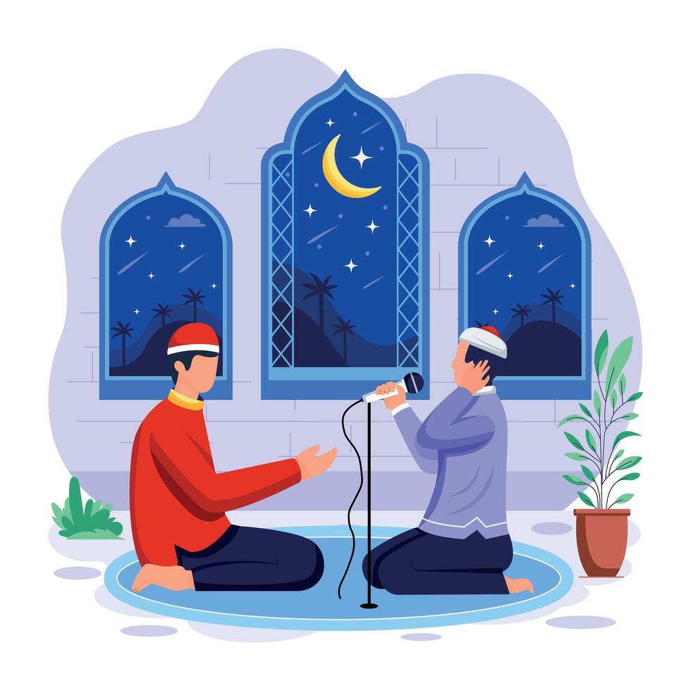 Ramadan tradities vlak karakter illustraties vector