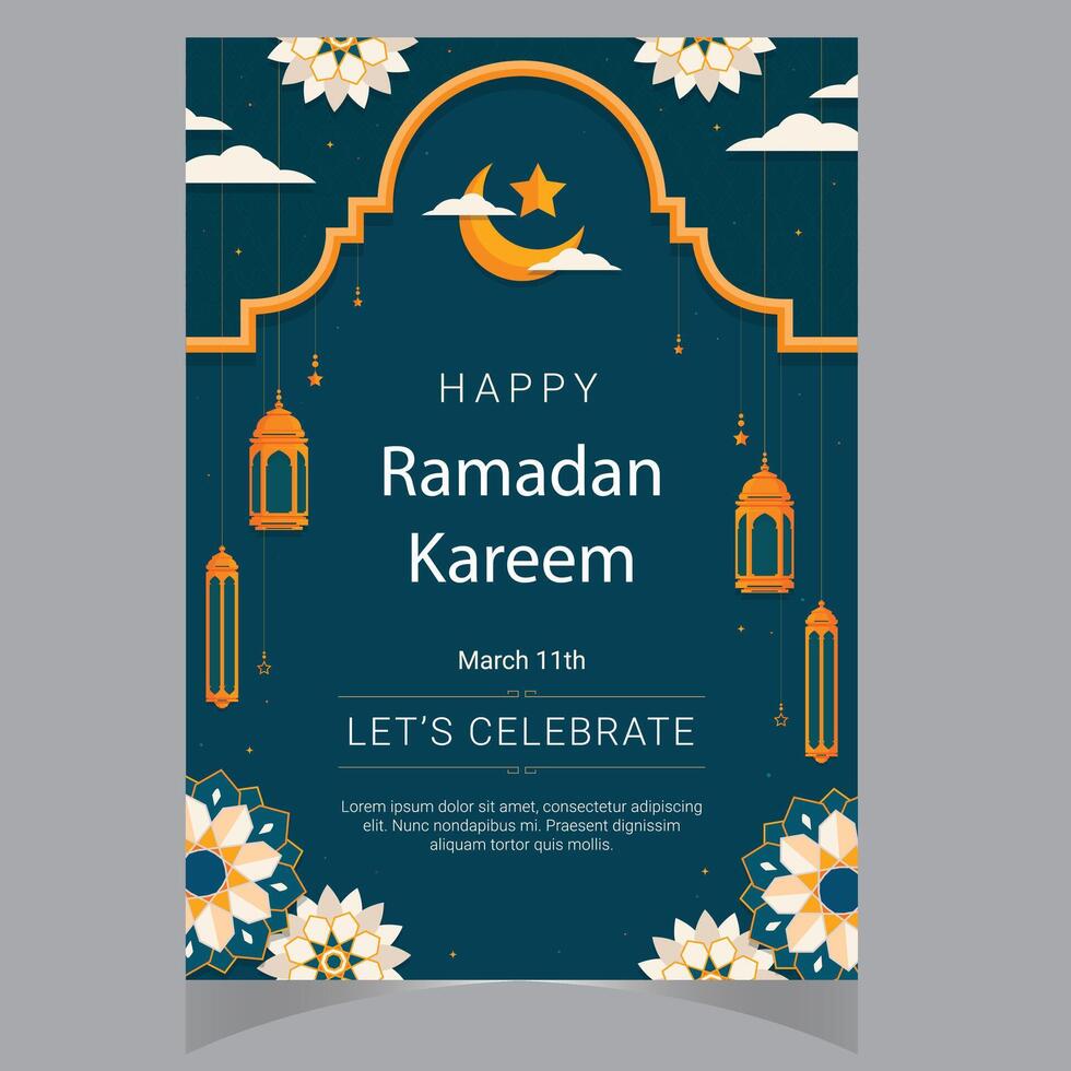 Ramadhan karem vlak ontwerp sjabloon, Ramadhan vlak ontwerp vector, Ramadhan ontwerp vector