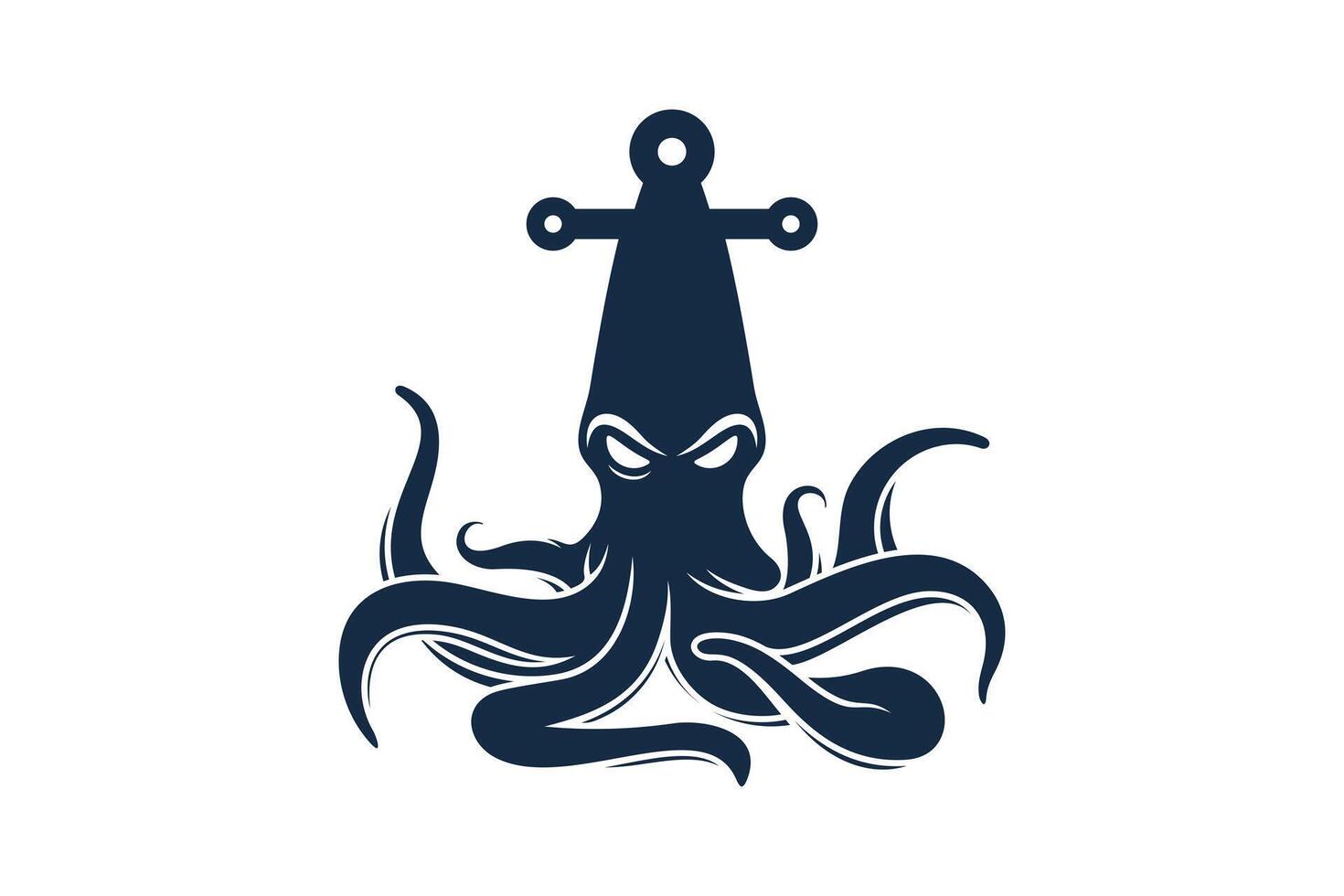 Octopus logo ontwerp met anker uniek concept premie vector