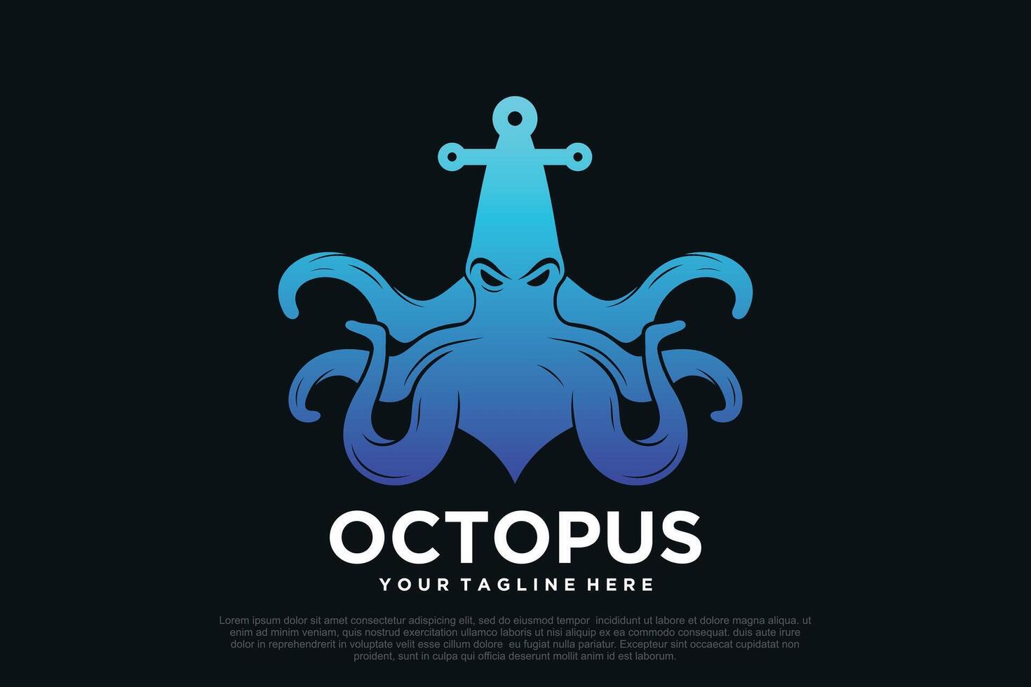 Octopus logo ontwerp met anker uniek concept premie vector