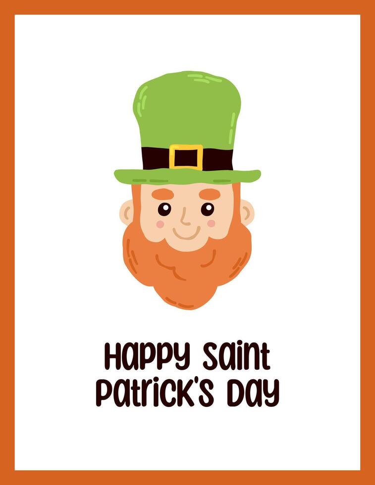 feestelijk ansichtkaart voor st. Patrick dag met belettering. hand- getrokken vlak tekenfilm elementen. vector illustratie