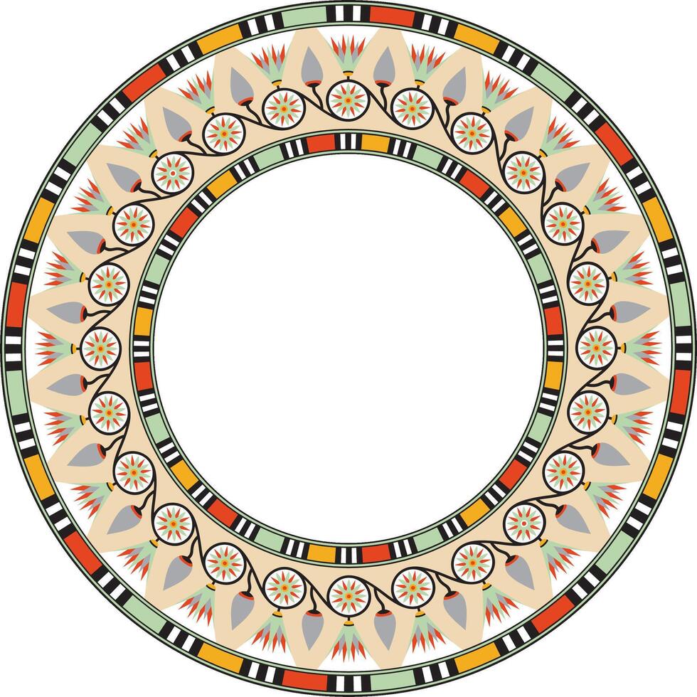 vector ronde gekleurde Egyptische ornament. eindeloos cirkel grens, oude Egypte kader