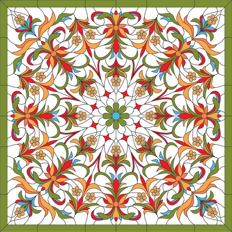 vector patroon voor gebrandschilderd glas geel patroon voor glas deur venster of plafond. kant ornament voor sjaal en kleding stof