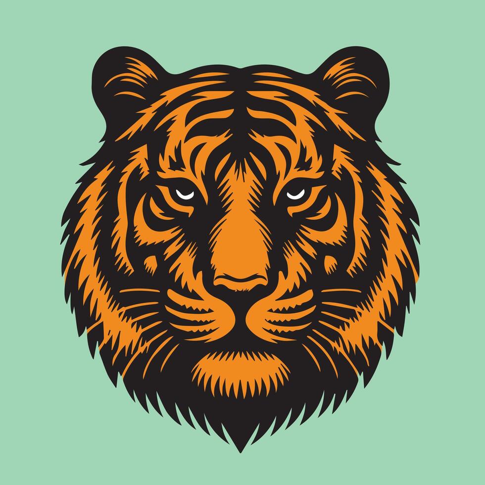 dapper tijger gezicht wijnoogst ontwerp vector