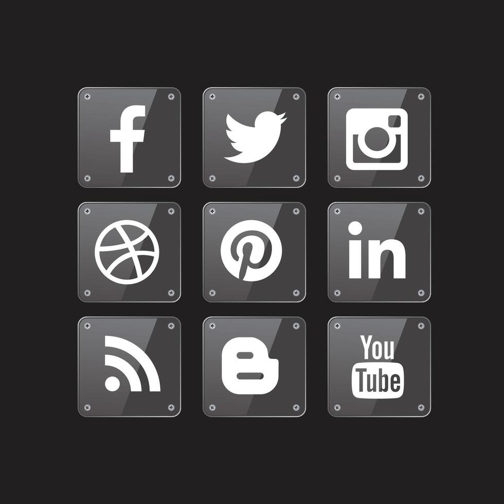 sociaal media pictogrammen vector reeks met facebook, instagram, twitteren, tiktok, youtube logos