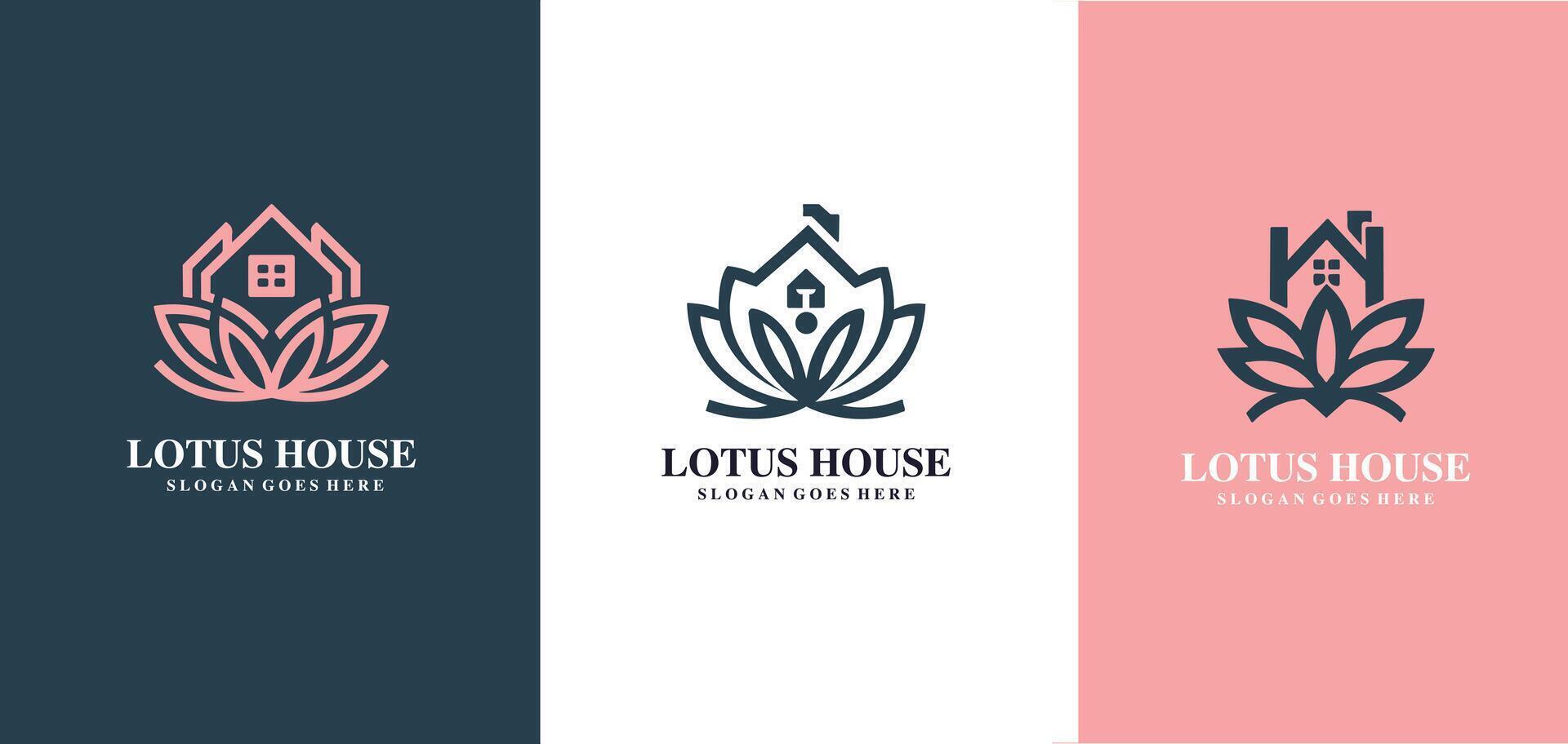 lotus huis logo ontwerp met creatief concept vrij vector