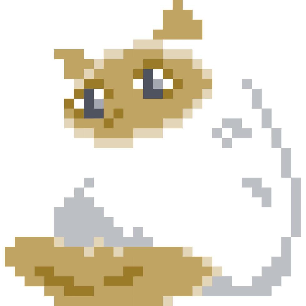 kat tekenfilm icoon in pixel stijl vector