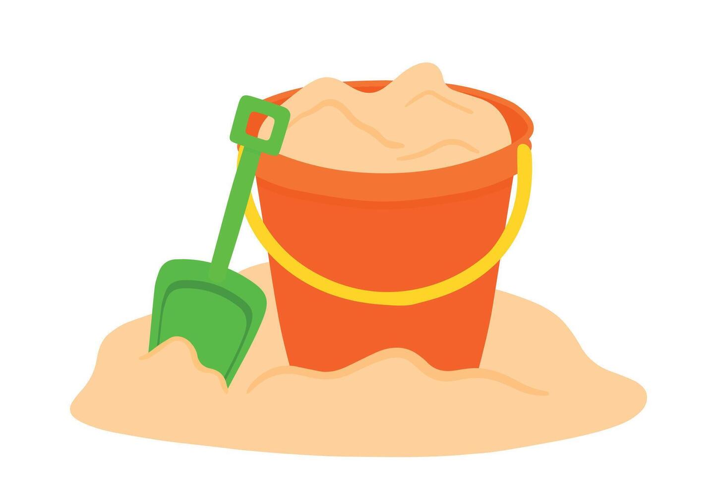 zand emmer met Schep icoon vector illustratie voor zomer strand kinderen vakantie