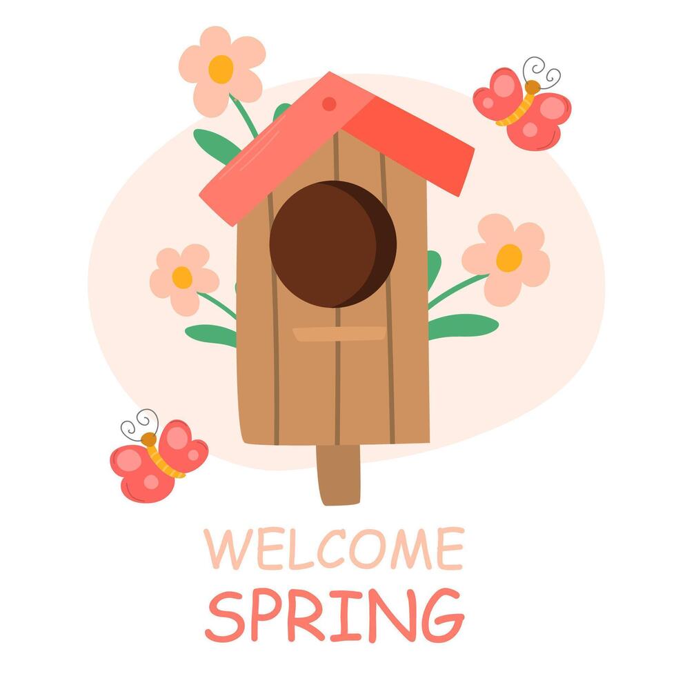 schattig hand- getrokken vector illustratie. Hallo de lente.