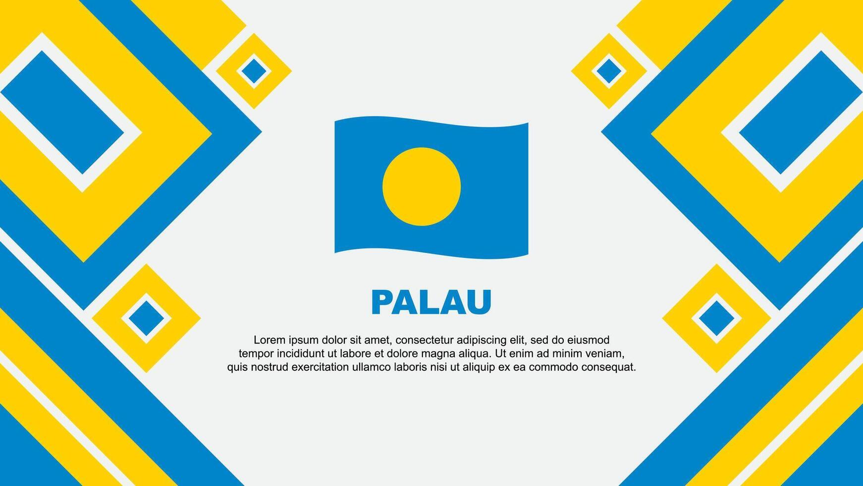 Palau vlag abstract achtergrond ontwerp sjabloon. Palau onafhankelijkheid dag banier behang vector illustratie. Palau tekenfilm